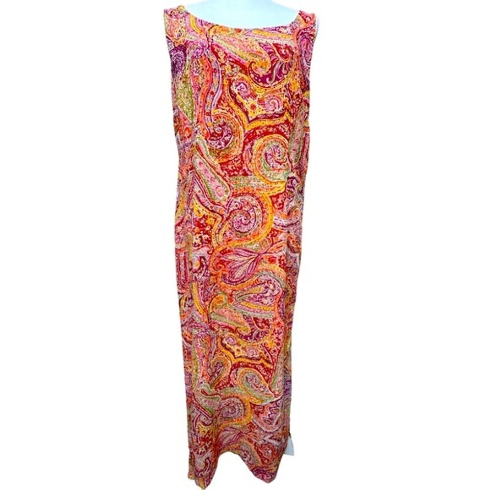 JH Collectibles Womens Paisley Colorful Chiffon Dress Tank Lined Paisley Size 14